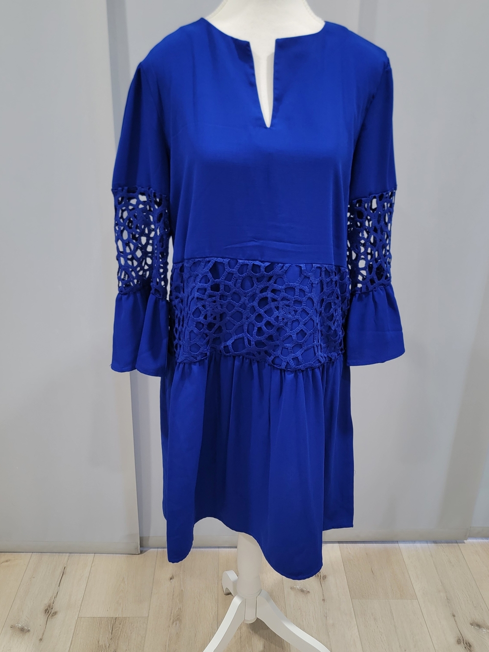 Joseph Ribkoff Royal Blue Midi Dress with Eyelet Detail